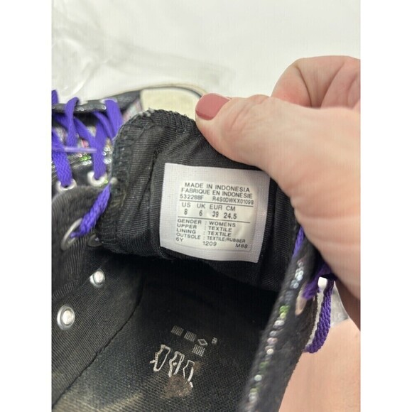 Converse All-Stars Black Multicolor Shimmer Womens 8 Low Top Lace Up Metallic - Picture 9 of 11